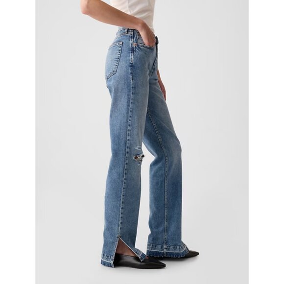 GAP Sz. 12 Mid Rise '90s Loose Jeans in Medium Wash Casual Comfy Denim - Picture 3 of 15